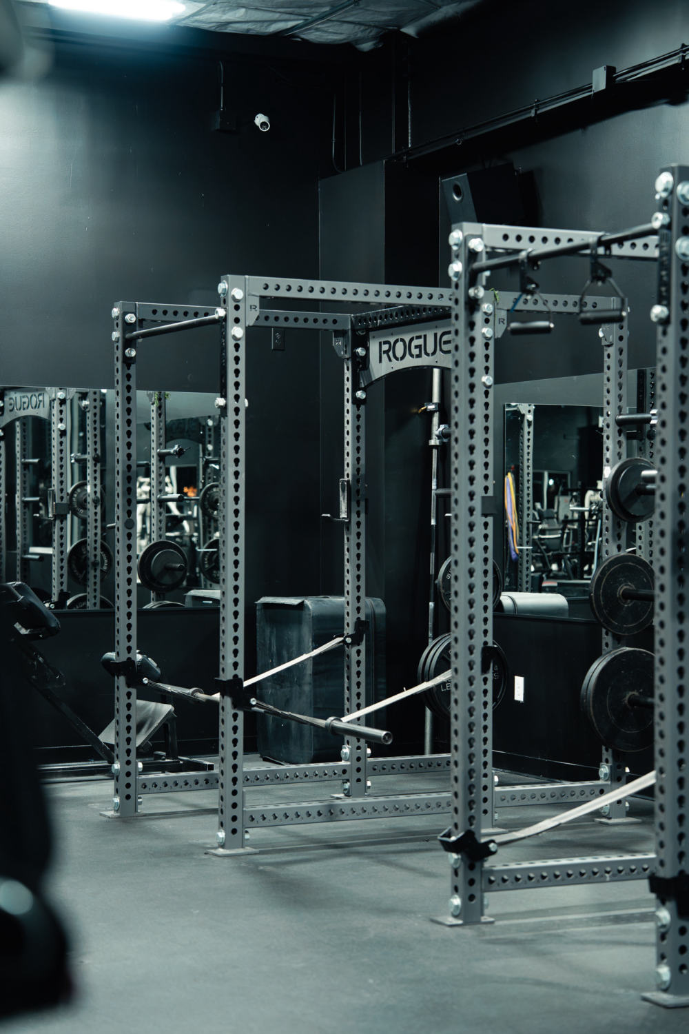 Rogue power racks in the lifting area at The Forum